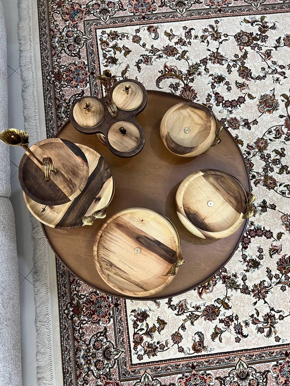 سرویس پذیرایی چوبی فلزی ۵ تکه پرداخت درب منزل|ظروف سرو و پذیرایی|تهران, تهرانپارس شرقی|دیوار