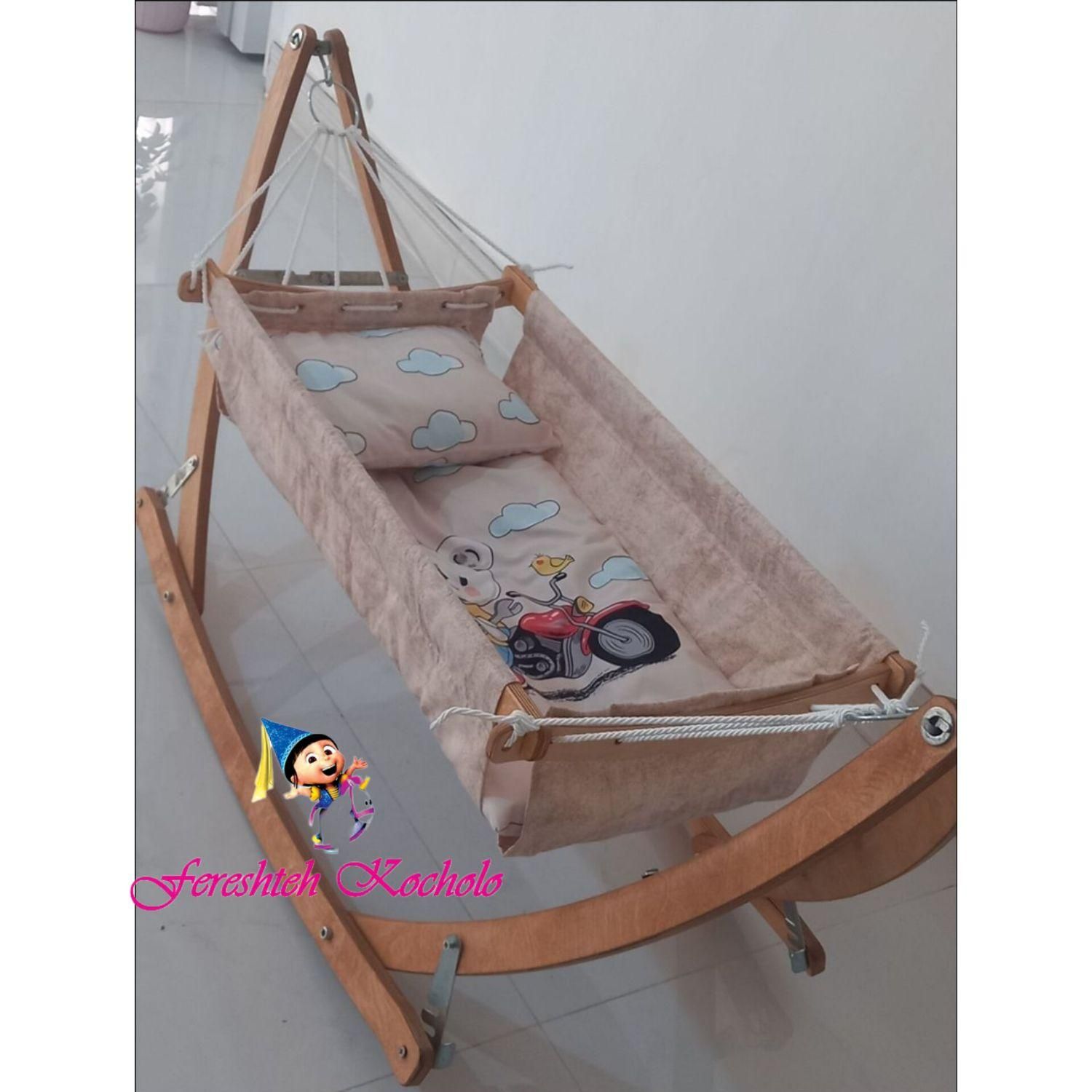 گهواره ننو تاشو بانوج چوبی عمده با ساک حمل|اسباب و اثاث بچه|اصفهان, شهشهان|دیوار