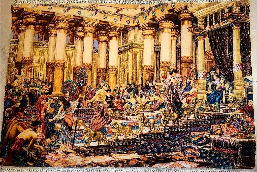 تابلو فرش دستباف ملک سلیمان چله ابریشم ۱۵۰ در ۱۰۰|تابلو فرش|تهران, ستارخان|دیوار