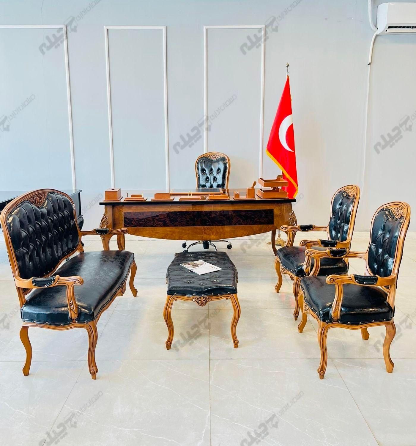 مبلمان اداری میز مدیریت رویال پولیشی نیم ست کلاسیک|دفتر کار|تهران, فاطمی|دیوار