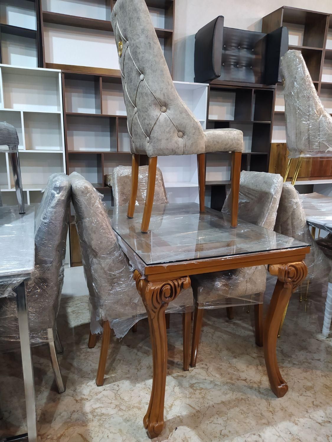 میز نهارخوری فلزی طرح چوب با سه سال ضمانت|میز و صندلی غذاخوری|کاشان, |دیوار