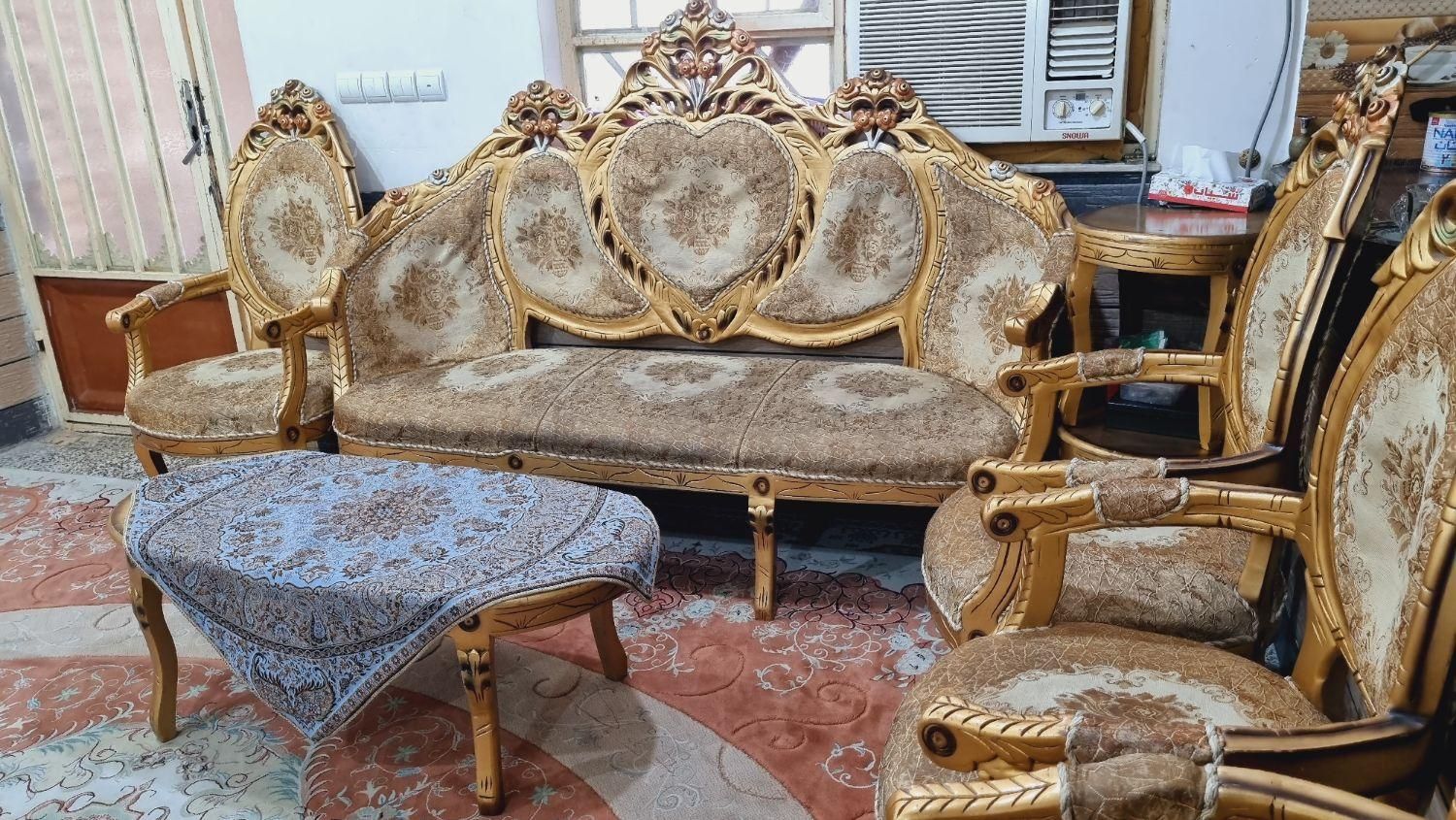 مبل سلطنتی ۷ نفره چوب راش|مبلمان خانگی و میز عسلی|دزفول, |دیوار