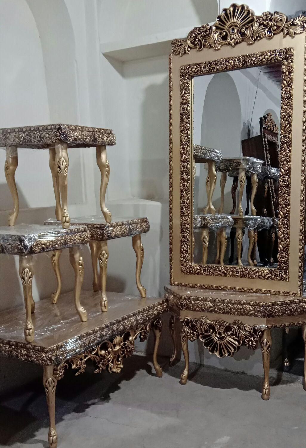 آینه کنسول و گل میز ست همدیگه از کارگاه تولیدی|آینه|شیراز, سیاه سنگ|دیوار