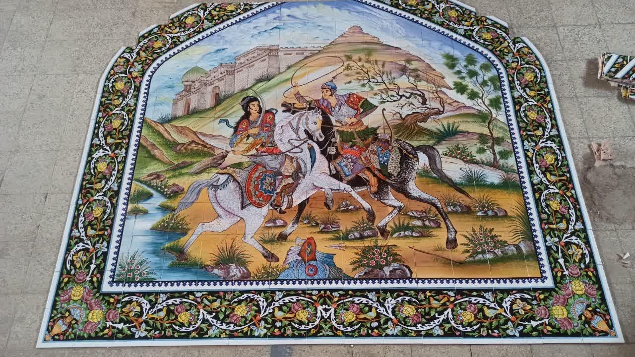 تابلو گل و مرغ مینیاتور کاشی سنتی لعابی کوره ای|خدمات پیشه و مهارت|تهران, توحید|دیوار