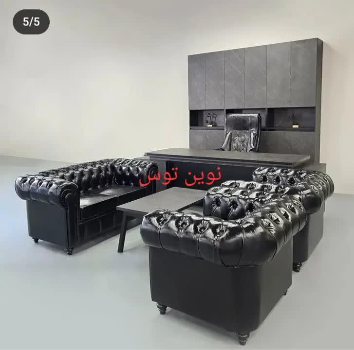 چستر مبل اداری نیم ست چرمی ۴نفره|مبلمان اداری|مشهد, گلبرگ شمالی|دیوار