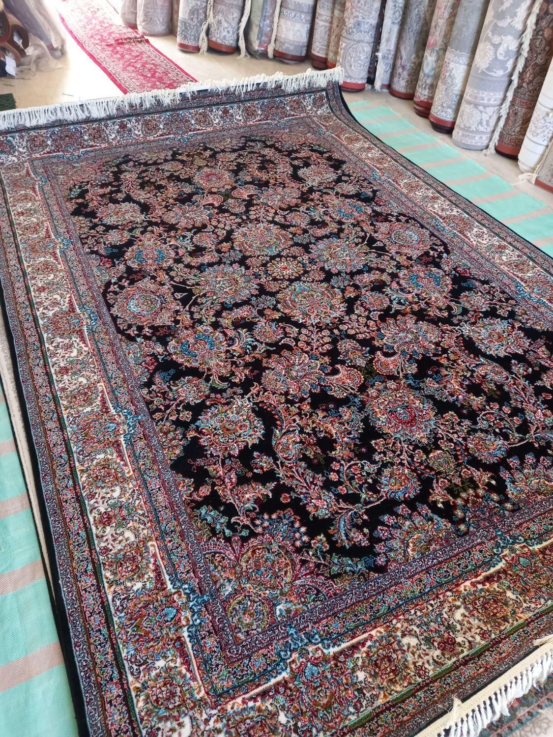 فرش ۷۰۰شانه افشان یاشار سرمه‌ای کامل نخ|فرش|سنندج, |دیوار
