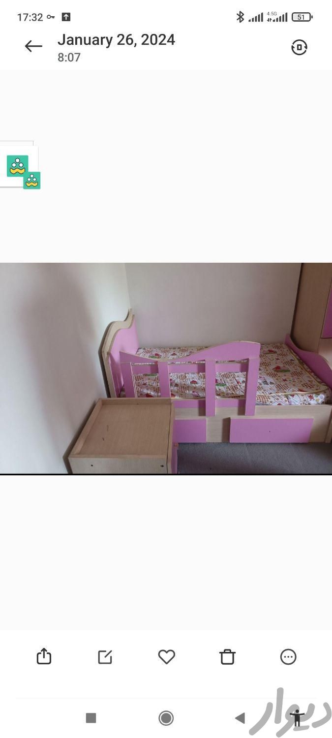 سرویس خواب کودک کمد بوفه  تخت همراه با تشک وپاتختی|تخت و سرویس خواب|تهران, سرو آزاد|دیوار