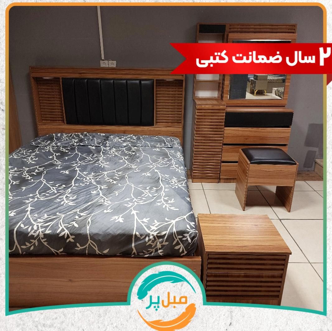 سرویس خواب دو نفره ،مدل الیزه،پارچه چرمی|تخت و سرویس خواب|کرمان, |دیوار
