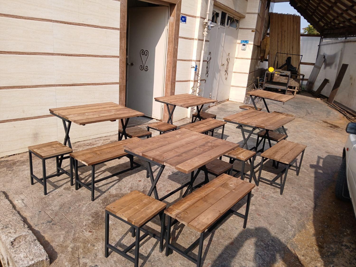 میز و صندلی چوب فلز نیمکتی تاشو کد A 67|میز و صندلی غذاخوری|رشت, کوی عرفان|دیوار