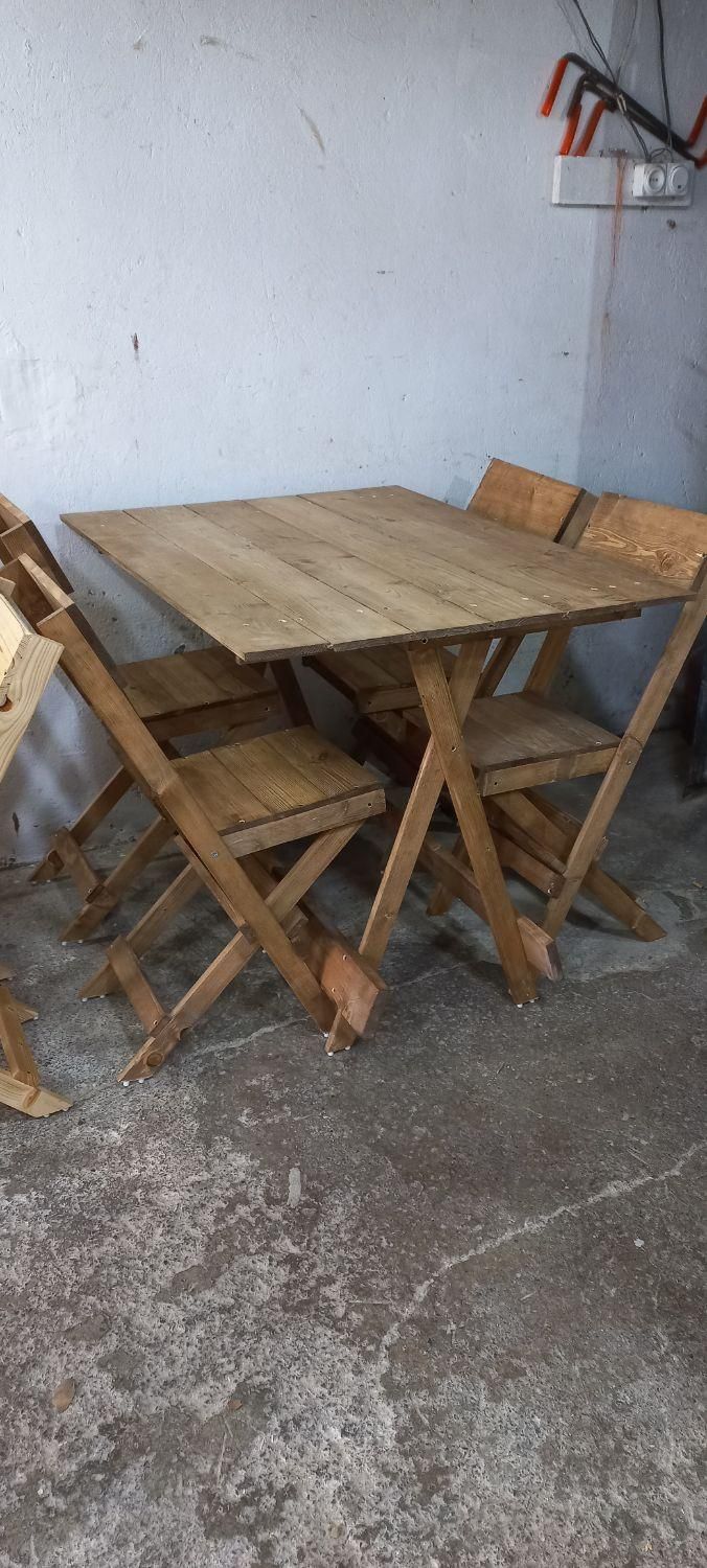 میز و صندلی چوبی تاشو کم جا|میز و صندلی غذاخوری|لنگرود, |دیوار