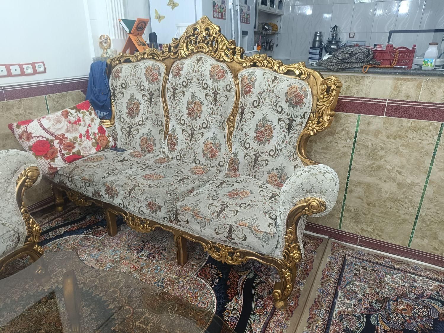 مبل سلطنتی 9نفرچوپ راش درحدنو جوانرود|مبلمان خانگی و میز عسلی|جوانرود, |دیوار