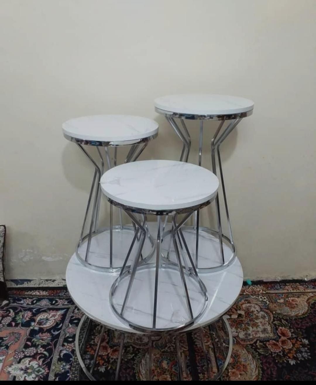 میز عسلی فلزی و جلو مبلی استیل آبکاری فورتیک|مبلمان خانگی و میز عسلی|آفتاب, |دیوار