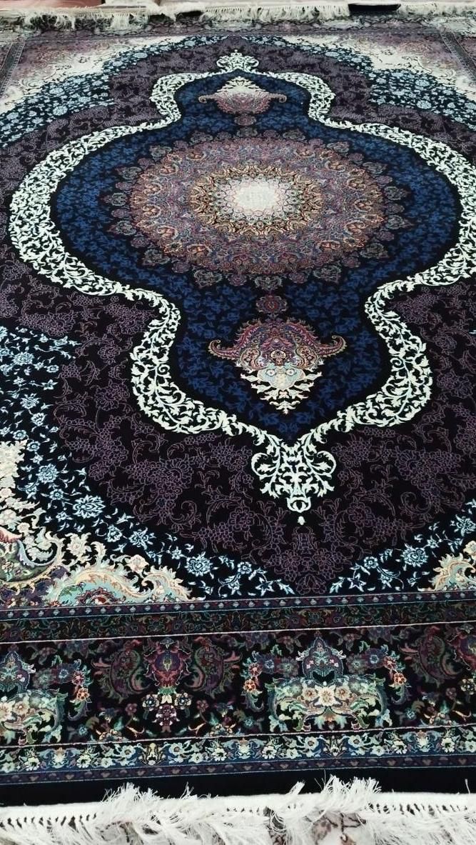 یک جفت فرش ۹متری سورمه ای نو|فرش|ری, |دیوار