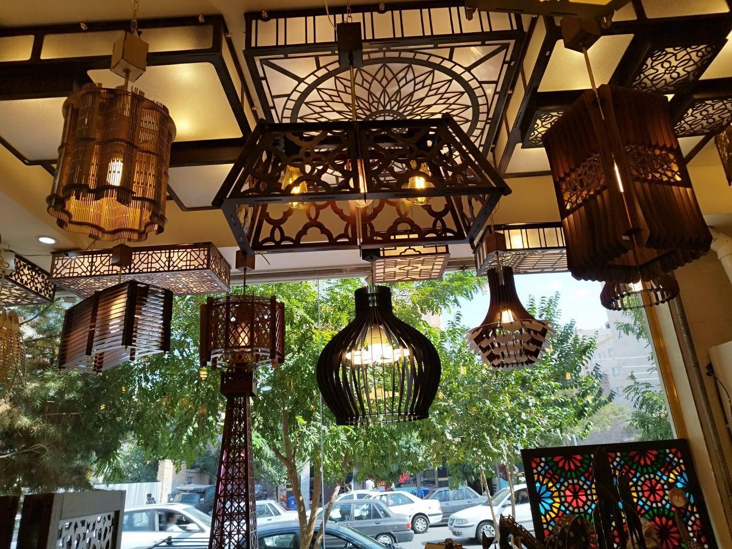 لوستر آویز چوبی سه لامپه کد ۱۵|لوستر و چراغ آویز|تبریز, |دیوار