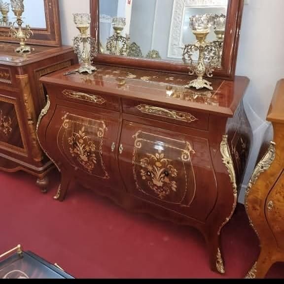 آینه کنسول معرق چوبی ۲درب خمرایی|بوفه، ویترین، کنسول|تبریز, |دیوار