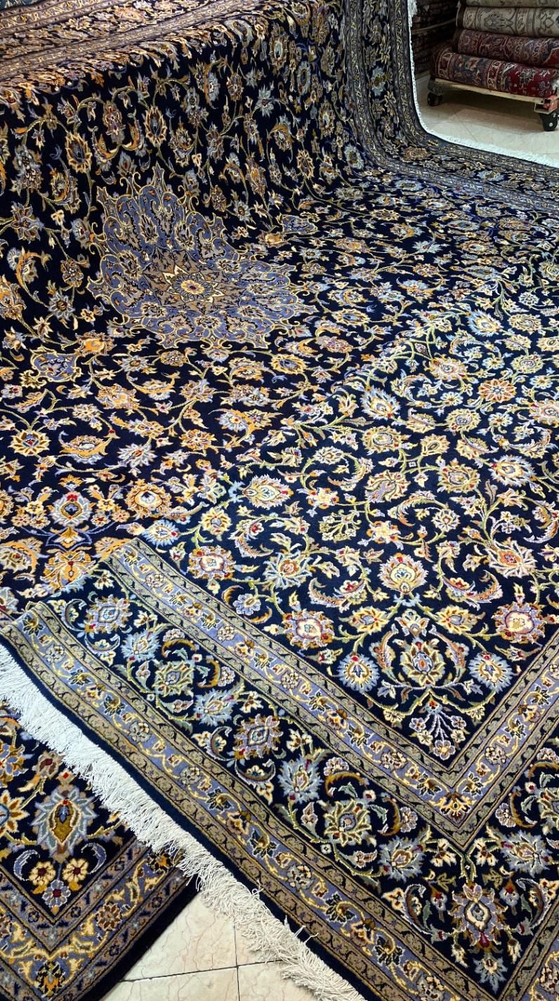 فرش دستباف ۶ متری ۱۲ متری سرمه ای کاشان دستبافت|فرش|تهران, مولوی|دیوار