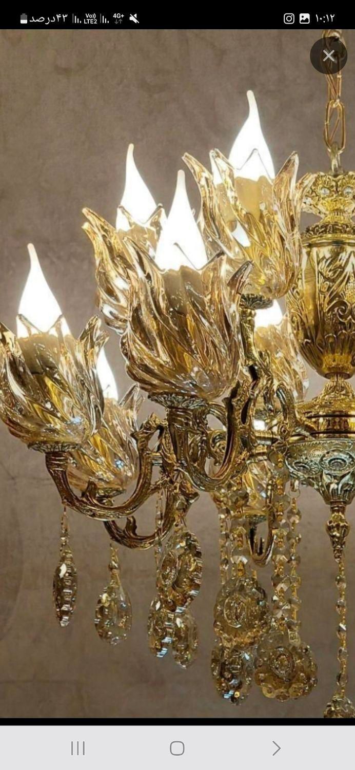 لوستر برنزی‌ شیک (اشرفی)|لوستر و چراغ آویز|تبریز, |دیوار