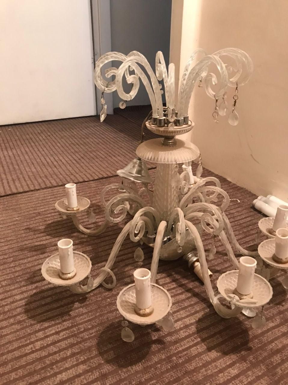 لوستر کریستالی ( شیشه ای ) ۸ شعله|لوستر و چراغ آویز|اصفهان, مسجد مصلی|دیوار