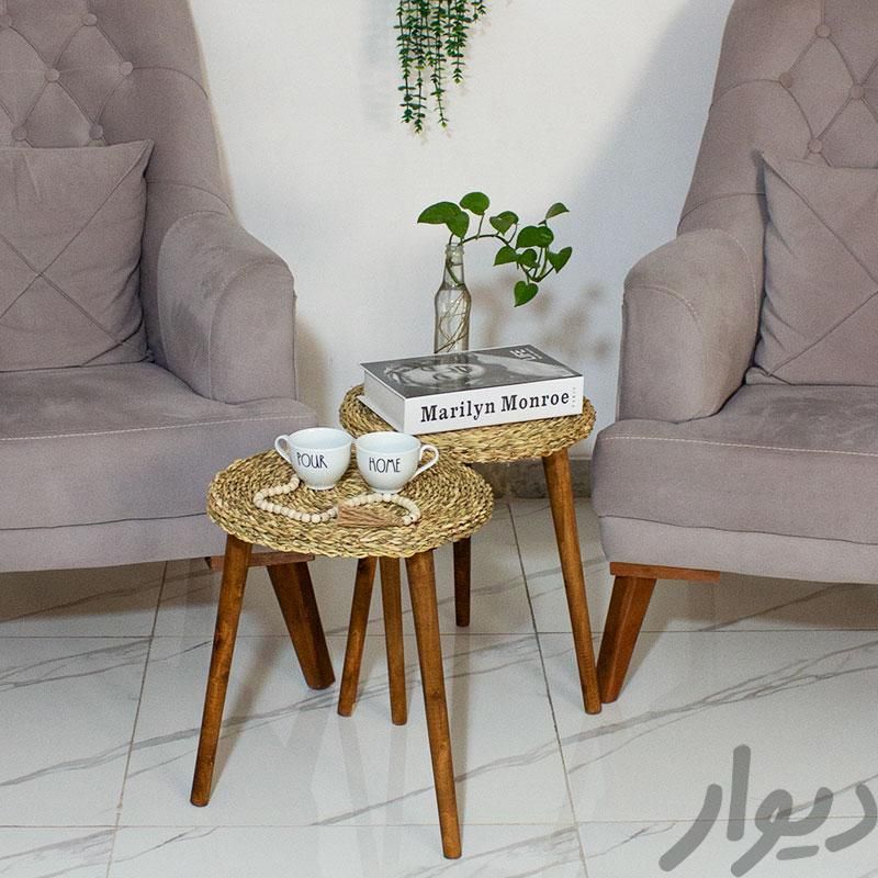 میز عسلی چوبی حصیری روستیک|مبلمان خانگی و میزعسلی|تهران, شهرک دانشگاه تهران|دیوار
