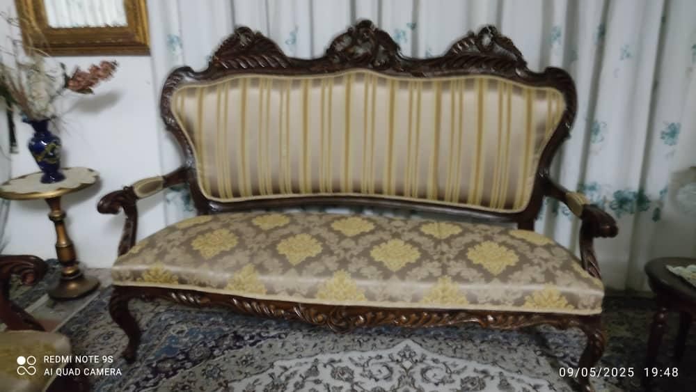 مبلمان هفت نفره چوب گردو اصل طرح استیل سلطنتی|مبلمان خانگی و میز عسلی|تهران, بلوار کشاورز|دیوار