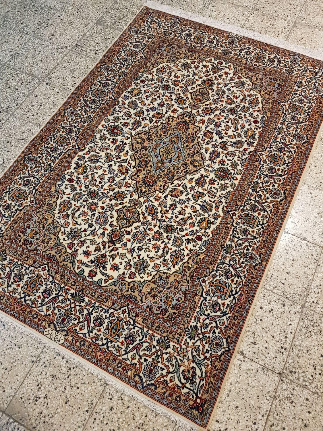 جفت قالیچه دستباف شادسر کاشان کرک مارکدار لچک‌ترنج|فرش|تهران, بازار|دیوار