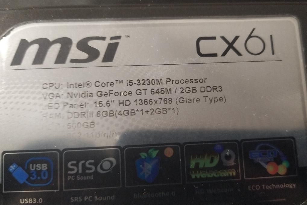 لپ تاپ msi cx61|رایانه همراه|تهران, آبشار تهران|دیوار