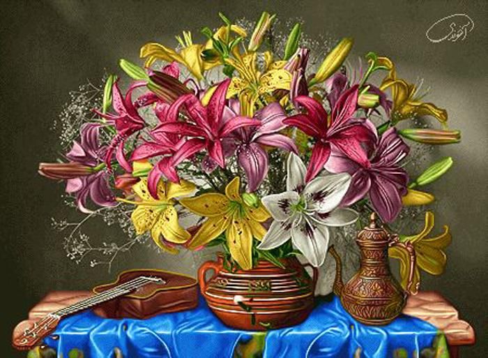 نخ و نقشه ...برگ طلایی . تضمینی|تابلو فرش|تبریز, |دیوار