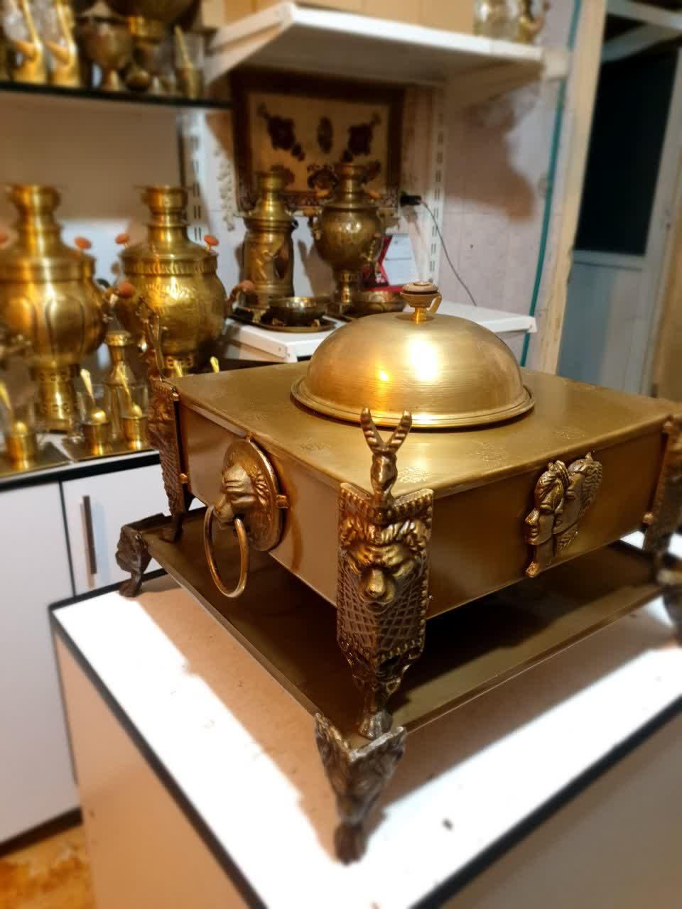 منقل سماوری برنجی ذغالی زغالی سماور تسلا گازی|کلکسیون اشیاء عتیقه|کرمانشاه, |دیوار