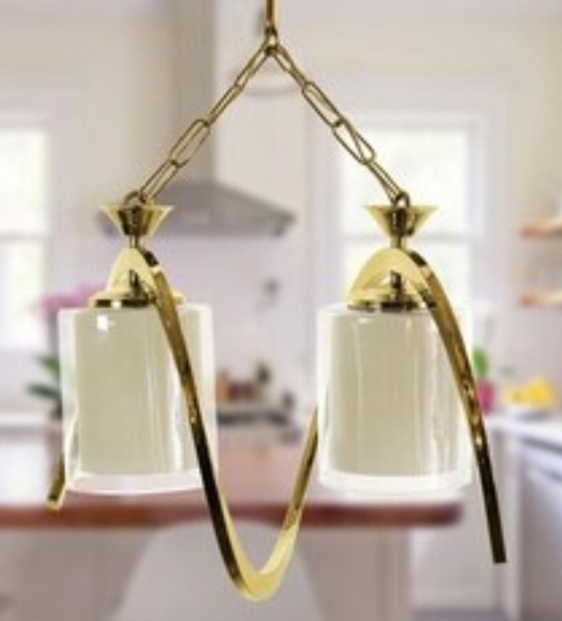 لوستر اشپزخانه و اتاق دو شاخه طلایی و نقره ای|لوستر و چراغ آویز|تبریز, |دیوار