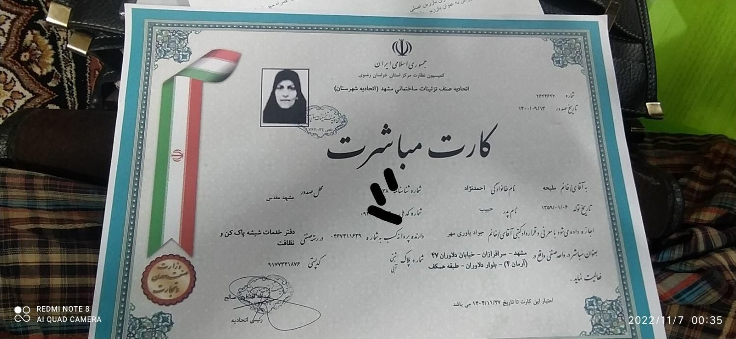 قالی شویی ضمانتی بدون دخالت دست مبل شویی بانانو|خدمات نظافت|مشهد, رضاشهر|دیوار