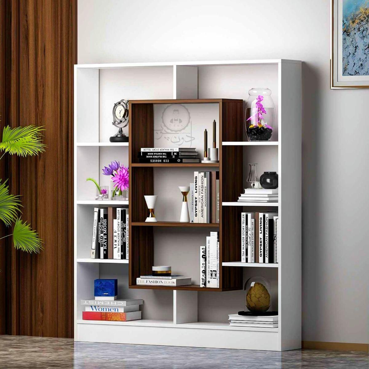 بوفه و کتابخانه مدل ماهان وسط قهوه ای|کتابخانه، شلف، قفسه‌های دیواری|تبریز, |دیوار
