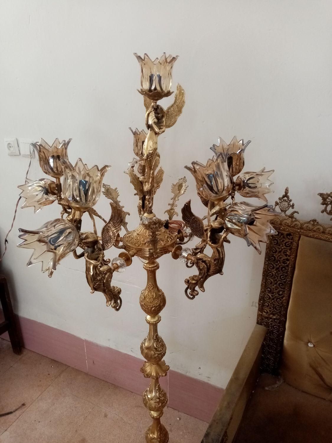 کنارسالنی برنزی فرشته چلچراغ فرشته برنز آباژور|چراغ خواب و آباژور|ارومیه, |دیوار