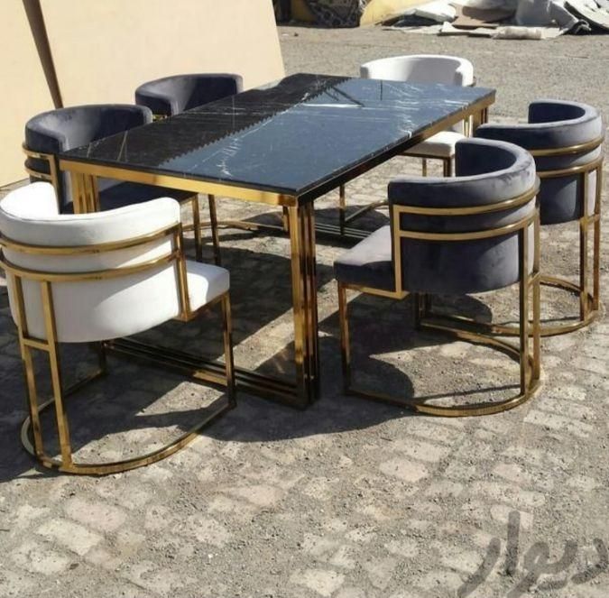 میز غذاخوری هشت نفره پایه فلزی|میز و صندلی غذاخوری|ارومیه, |دیوار