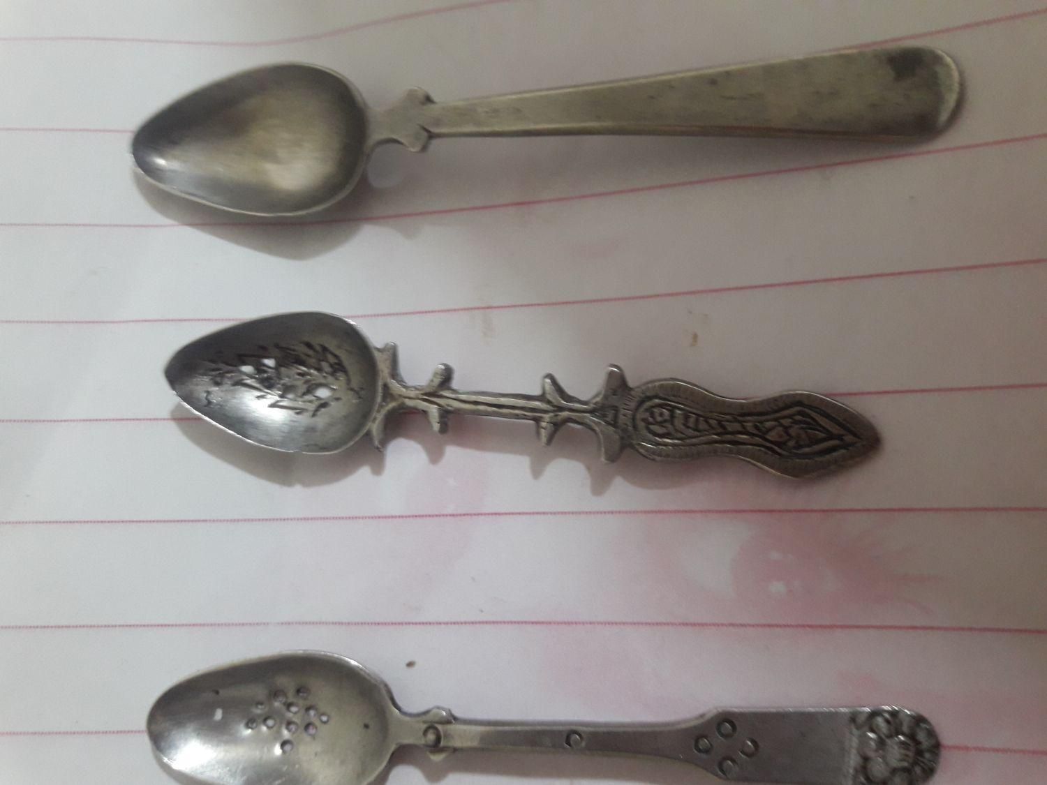 قاشق چای خوری نقره|کلکسیون اشیاء عتیقه|کرمان, |دیوار