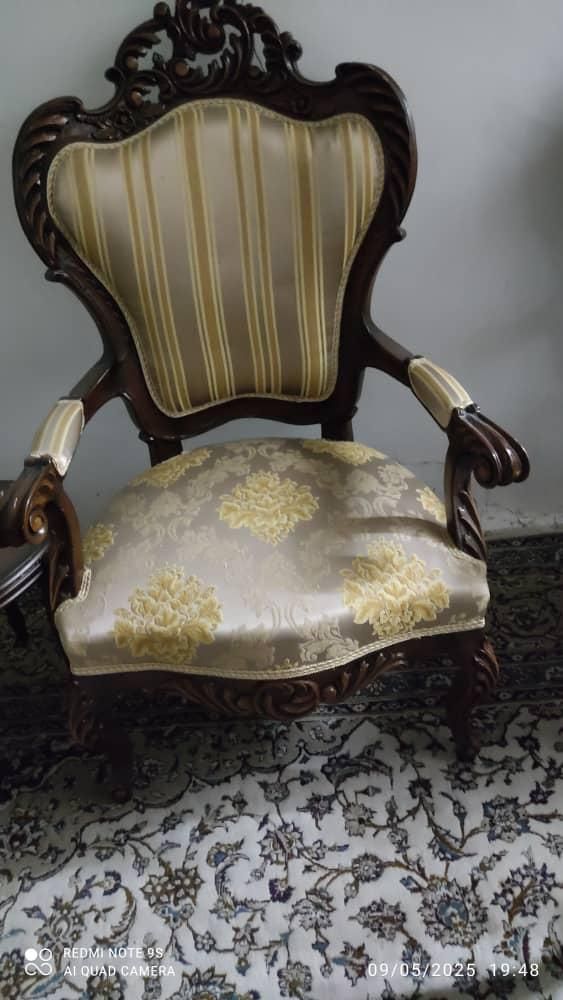 مبلمان هفت نفره چوب گردو اصل طرح استیل سلطنتی|مبلمان خانگی و میز عسلی|تهران, بلوار کشاورز|دیوار