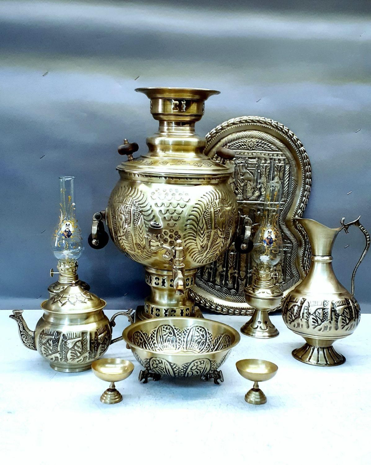 سماور زغالی هخامنشی  با سرویس ۹تکهذغالی|صنایع دستی و سایر لوازم تزئینی|تهران, شهمیرزادی|دیوار