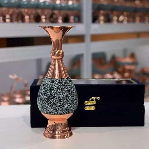 هدیه گلدان فیروزه کوبی 20 سانتی با جعبه شیشه ای|صنایع دستی و سایر لوازم تزئینی|اصفهان, نقش جهان|دیوار