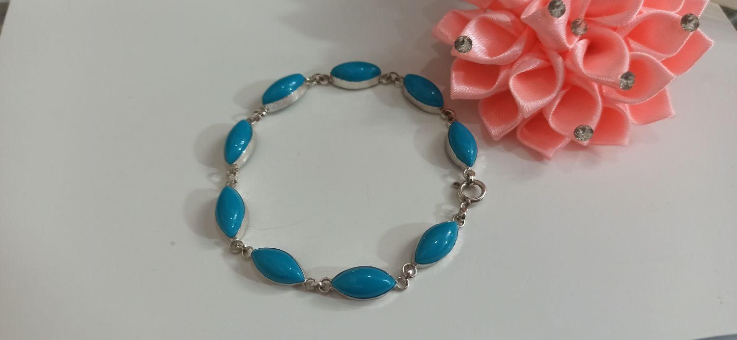 دستبند نقره نگین لوزی آبی کد ۹۱۰|جواهرات|اصفهان, مولوی|دیوار