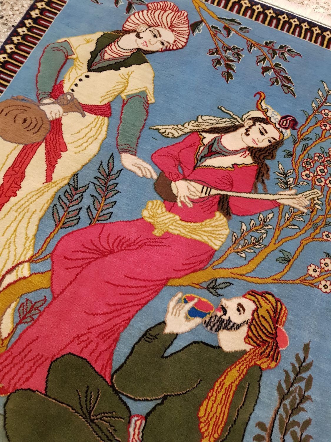 فرش دستباف ذرع‌ونیم کاشان آنتیک برجسته بزم خیام تک|فرش|تهران, بازار|دیوار