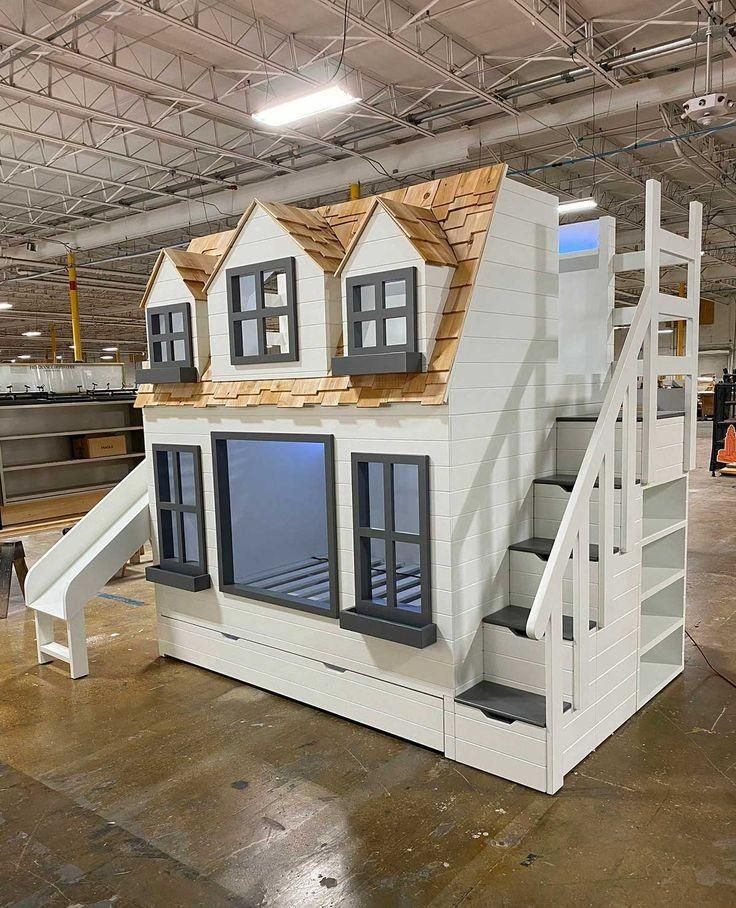 تختخواب کودک کلبه ای دو طبقه|تخت و سرویس خواب|خاوران, |دیوار