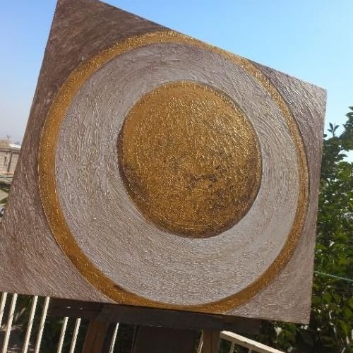 تابلو برجسته نقاشی تکسچر بوم دکوراتیو ورق طلا کرم|تابلو، نقاشی، عکس|تهران, شهرک نفت|دیوار