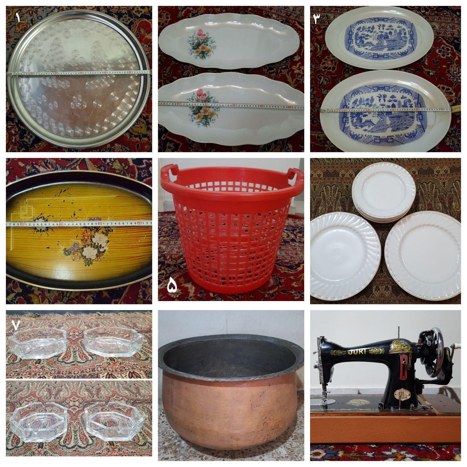ظروف قدیمی ، دیگ مسی و چرخ خیاطی دستی جوکی ژاپن|کلکسیون اشیاء عتیقه|رشت, امین الضرب|دیوار