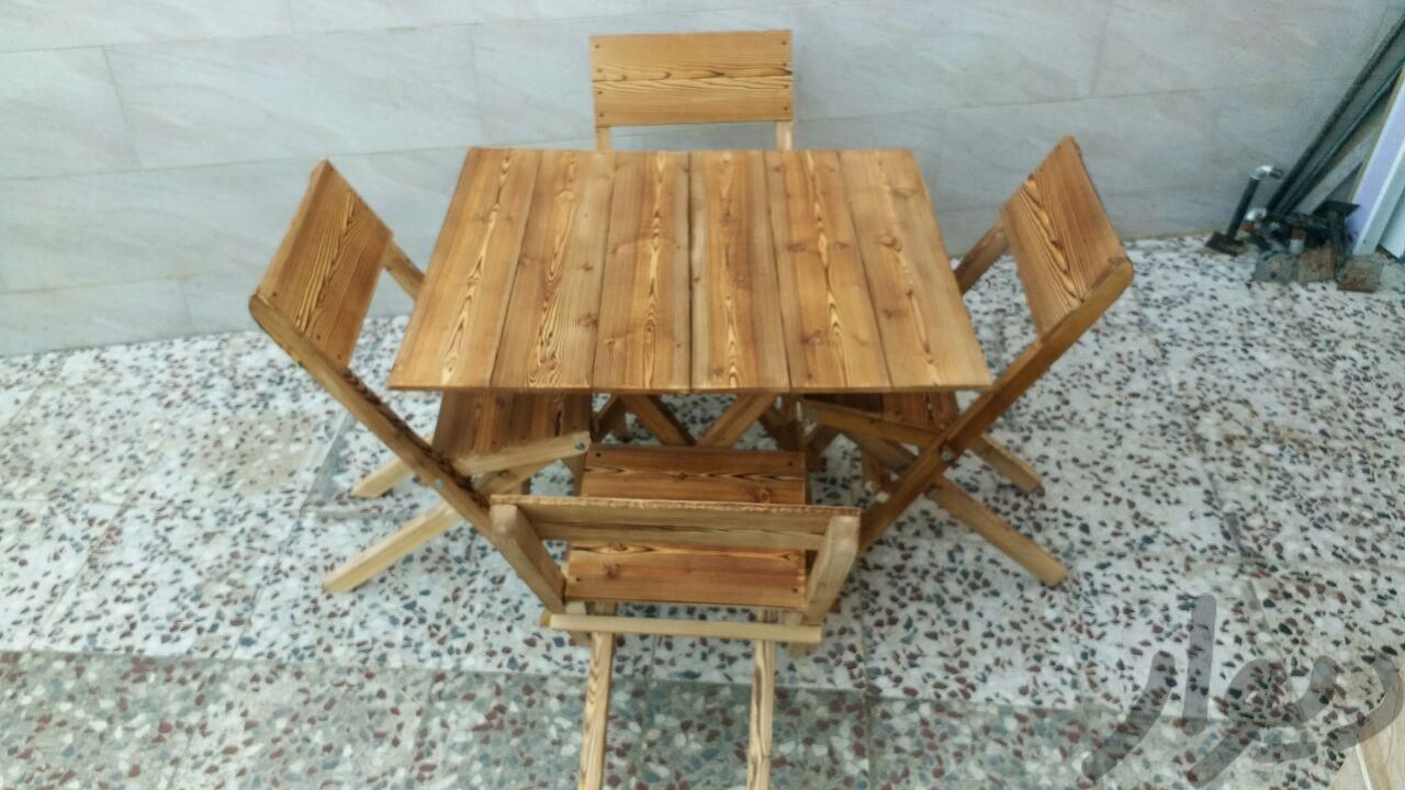 میز و صندلی تاشو با چوب نراد|میز و صندلی غذاخوری|لاهیجان, |دیوار