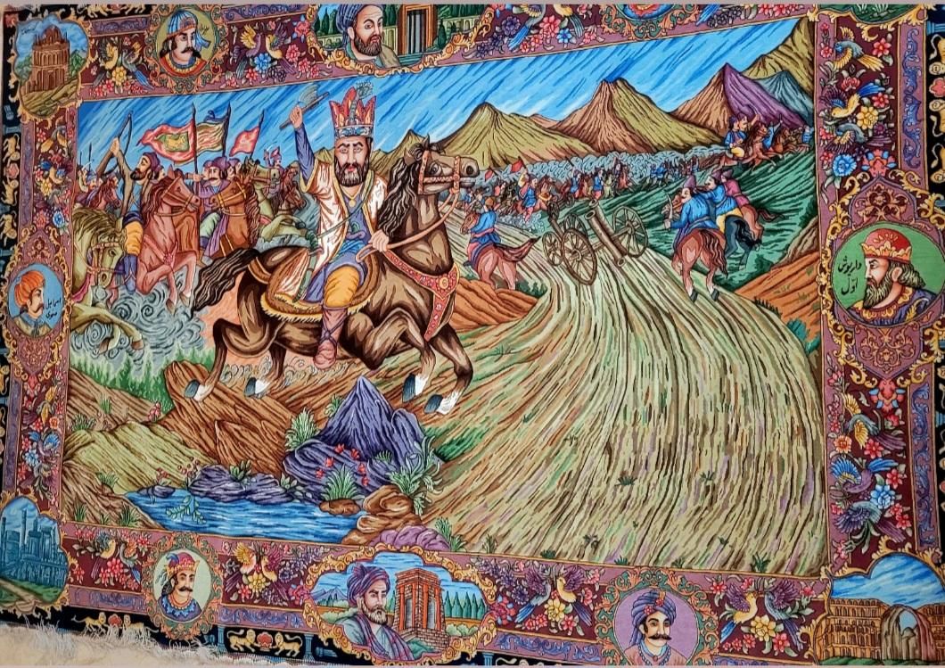 تابلو فرش دستباف ۶ متری سلاطین نادرشاه ۶۰رج برجسته|تابلو فرش|تهران, پونک|دیوار
