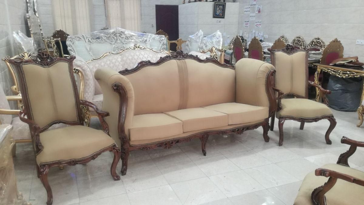مبل استیل هفت نفره تمام چوب کلاسیک چپندر مصری|مبلمان خانگی و میز عسلی|رباط‌کریم, رباط‌کریم|دیوار