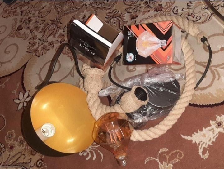 آویز کلاهی مشکی،دو عدد آویز کنفی،دو led الماسی|لوستر و چراغ آویز|تهران, مهرآباد جنوبی|دیوار