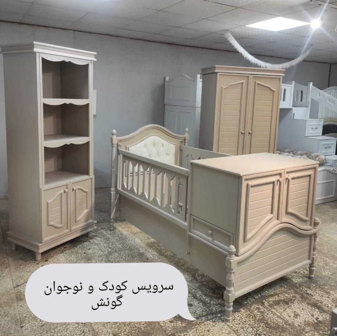 سرویس تخت و کمد نوزادی گونش|تخت و سرویس خواب|اردبیل, |دیوار