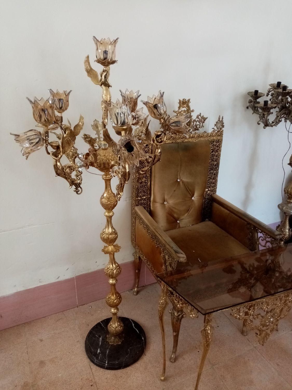 کنارسالنی برنزی فرشته چلچراغ فرشته برنز آباژور|چراغ خواب و آباژور|ارومیه, |دیوار