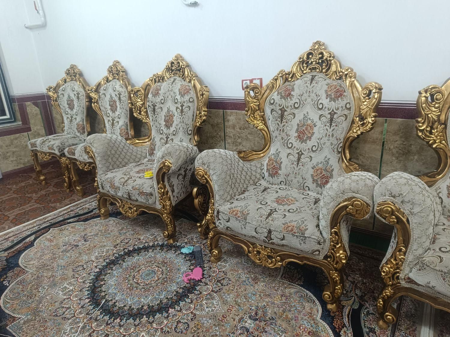 مبل سلطنتی 9نفرچوپ راش درحدنو جوانرود|مبلمان خانگی و میز عسلی|جوانرود, |دیوار