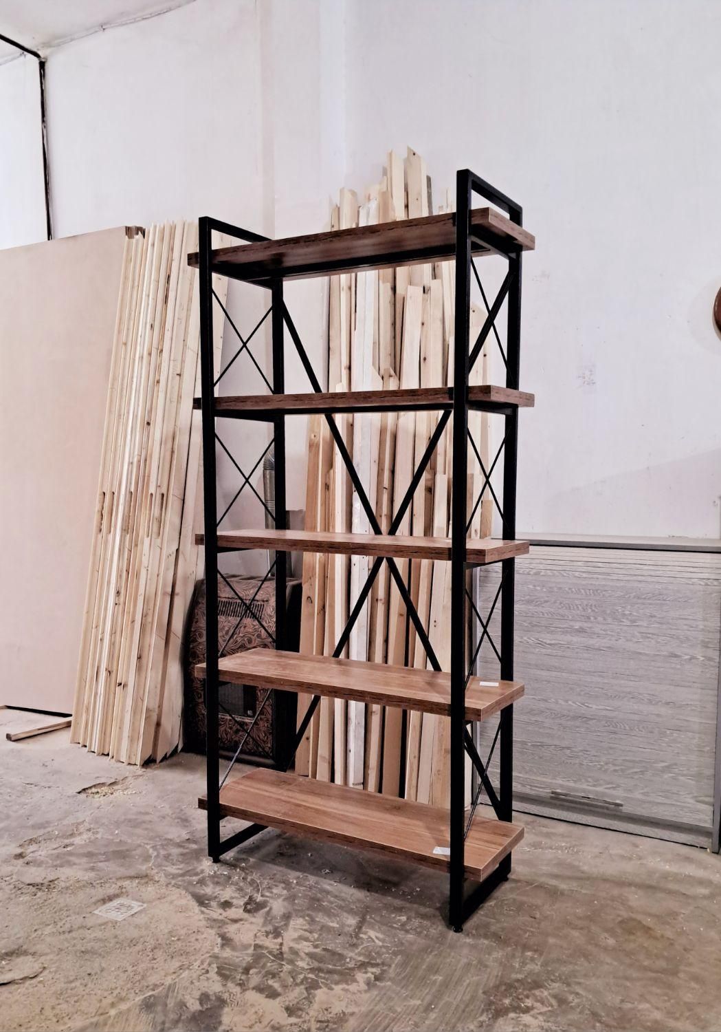 کتابخانه فلزی و چوبی مدل ضربدری|کتابخانه، شلف، قفسه‌های دیواری|مشهد, نوید|دیوار